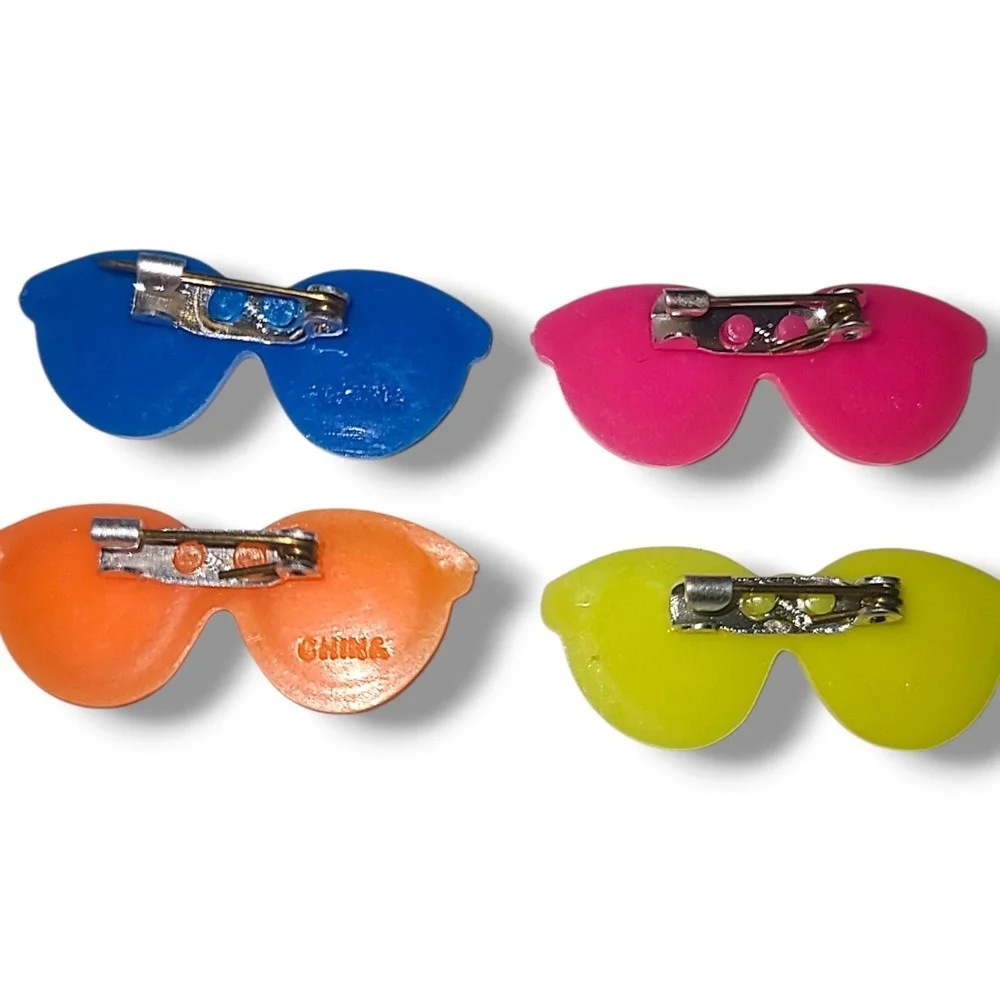 Vintage 80s 90s Sunglasses Brooch Pin‎ Lot Colorful Plastic Retro Fashion Set 4